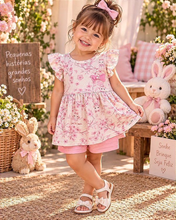 Conjunto Coelho Rosa Primavera-Verão