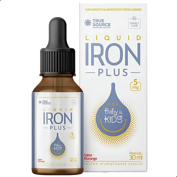 True Source Líquido de Ferro para Bebês e Crianças - Sabor Morango - True Source (30ml)
