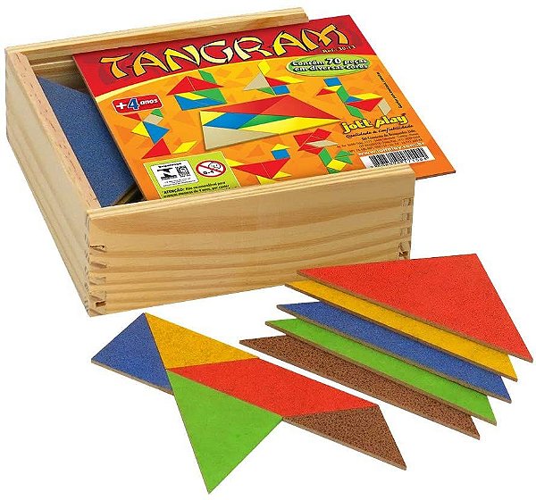 Tangram conjunto com 10 jogos 70 peças caixa de madeira idade 7