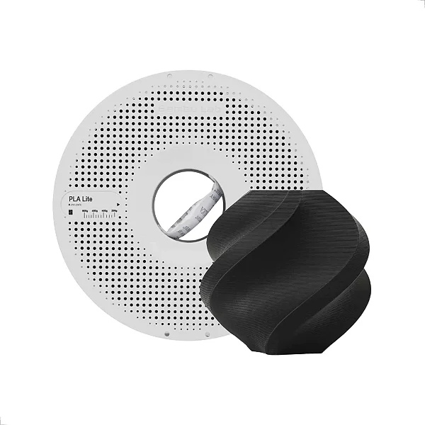 Filamento PLA Lite Preto com Carretel Reutilizável Bambulab 1Kg 1.75mm - (cod. 16100)