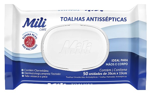 TOALHAS UMEDECIDAS ANTISSEPTICAS 50 UND