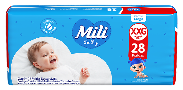 FRALDA MILI BABY MEGA XXG 28 UN
