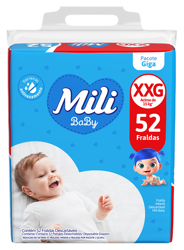 FRALDA MILI BABY GIGA XXG 52 UND