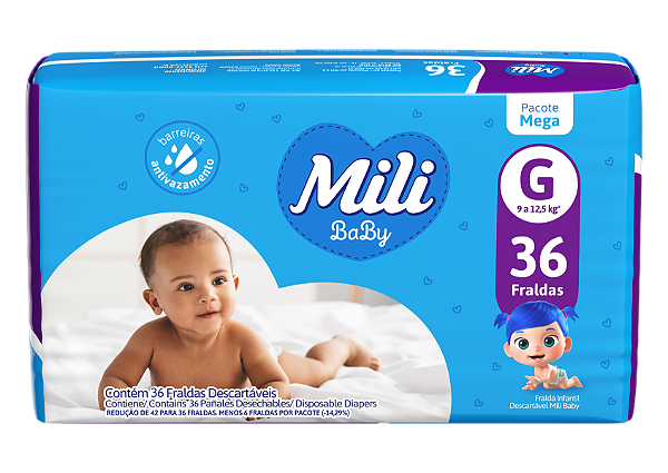 FRALDA MILI BABY MEGA G 36 UND
