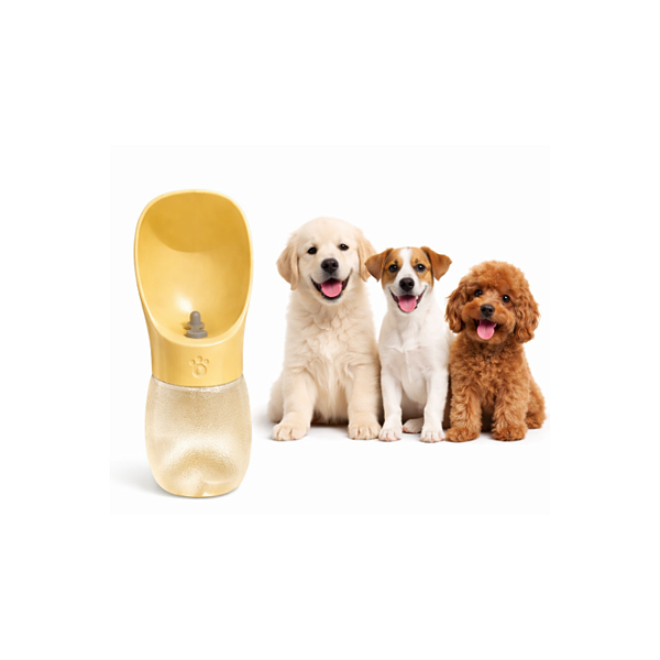 Garrafa Bebedouro Pet 350ml Com Alça Cães Gatos - Amarelo