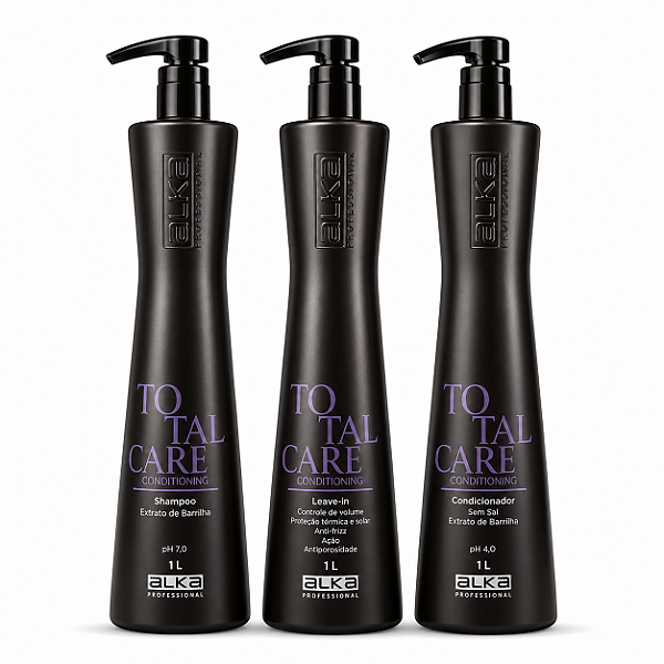 Kit Total Care 1000ml Shampoo Condicionador e Leave-in