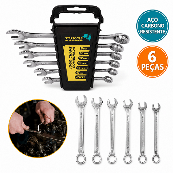 kit 6 Chaves de Boca Aço Carbono Startools