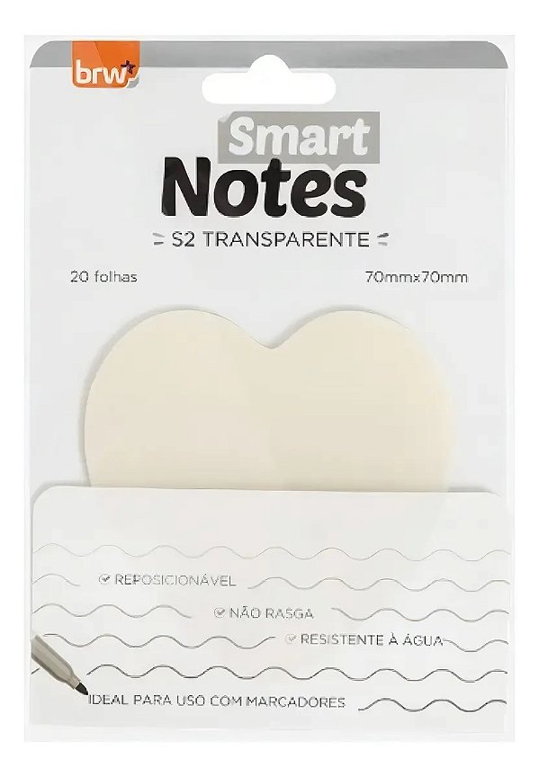 Bloco Smart Notes 70x70mm Transparente Coração 20fls