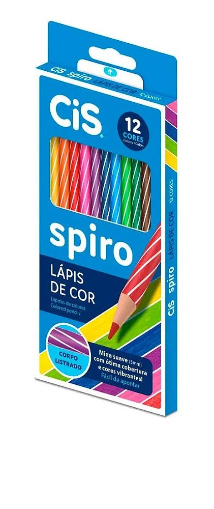 Lápis de Cor Cis Spiro 12 Cores Corpo Listrado