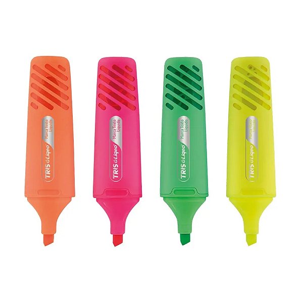 Marca Texto Liqeo Flat Neon Tris 4 Cores