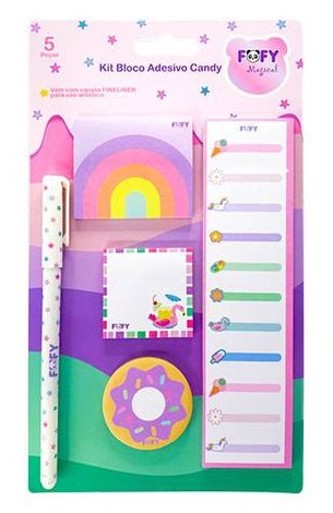 Kit Bloco Adesivo Candy Fofy 5 Peças