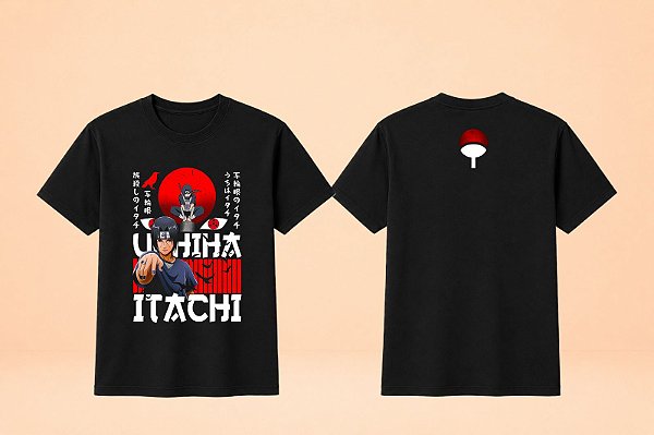 Camiseta Itachi Uchiha Ambu Naruto Shippuden | Algodão Preta