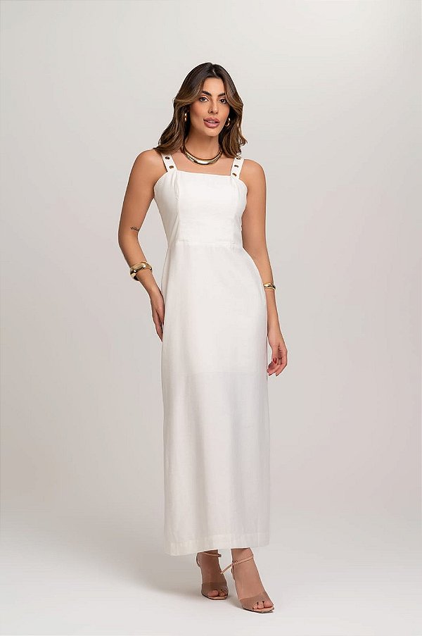 Vestido Camila de alfaiataria com ilhós na alça