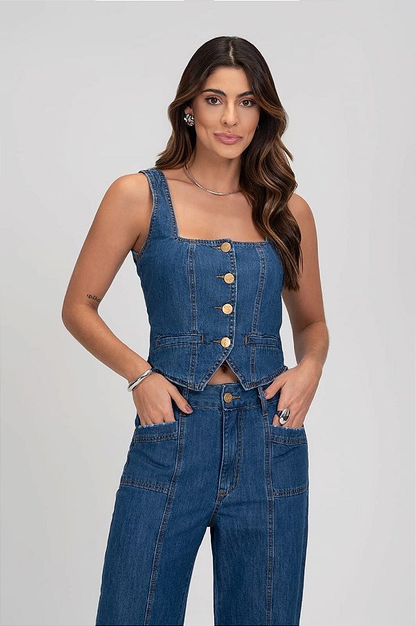 Top alongado jeans