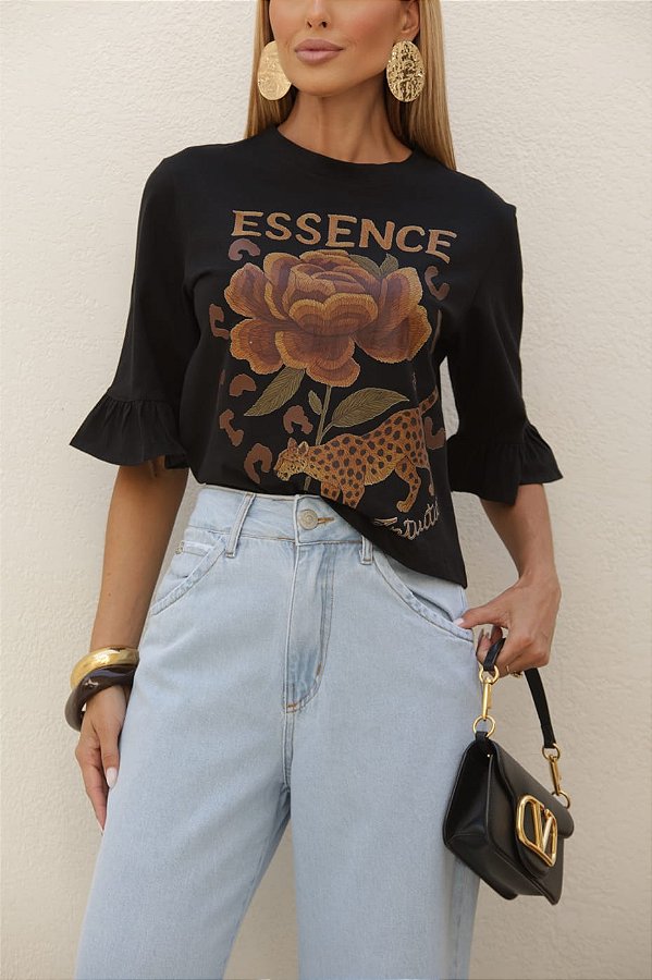 T-shirt de meia malha estampa Essence