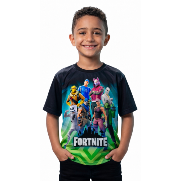 Camiseta Infantil Menino Estampa Fortnite Personagens