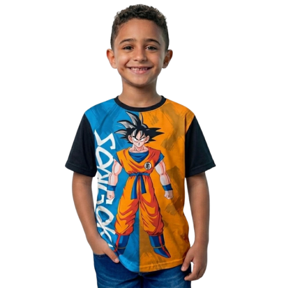 Camiseta Infantil Menino Estampa Goku Dragon Ball Z