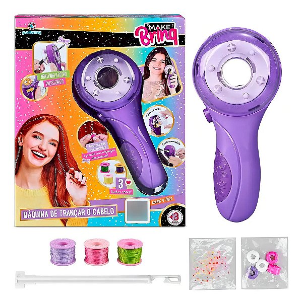 Maquina Trança Colorida Cabelo Infantil Make Brinq Polibrinq