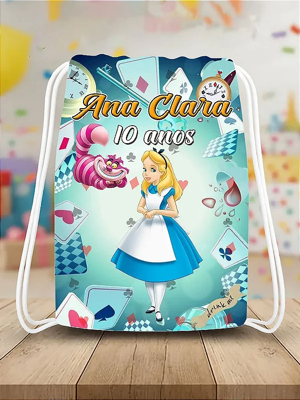 Mochilinha Saco Alice no Pais das Maravilhas