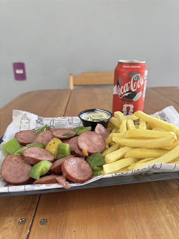 Batata com Calabresa Acebolada