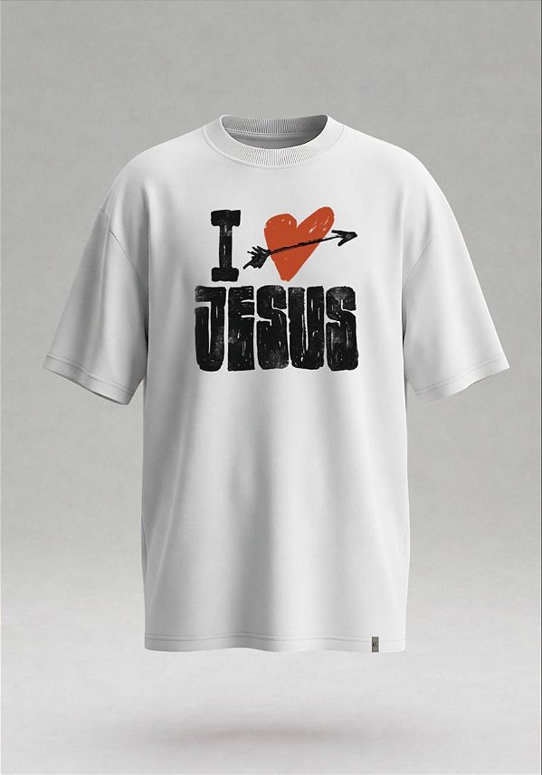 Camiseta Oversized Boxy I Love Jesus - Branco