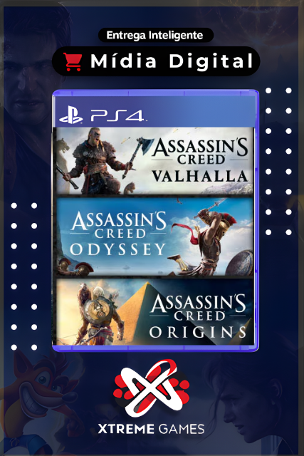 ASSASSIN'S CREED ORIGINS + ODYSSEY + VALHALLA PS4 | MÍDIA DIGITAL