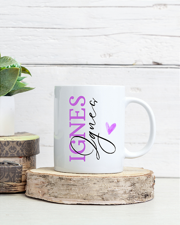 Caneca Personalizada com Nome Duplo e Coração