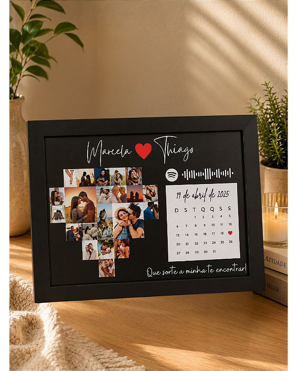 Quadro Com Calendário, Música e Nomes