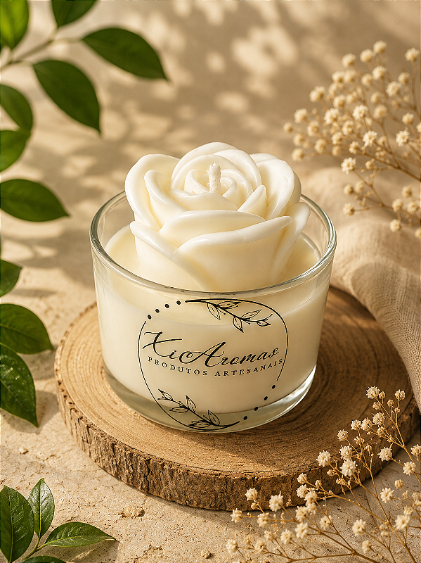Vela Aromática 100g – Pote de Vidro com Molde Decorativo