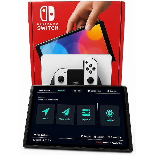 Console Nintendo Switch OLED + Dualboot + Cartão 128gb Cheio de Jogos (Novo)