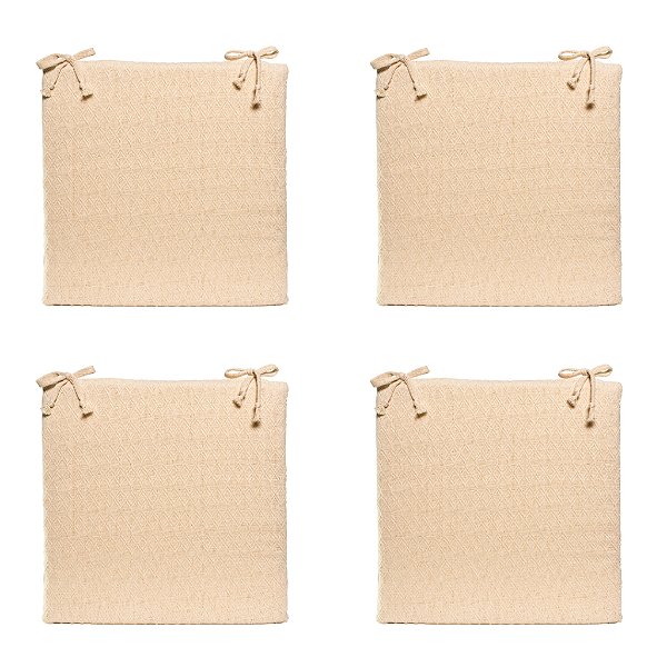 Kit Almofada Assento 40cmx40cm Bland Natural 04 Peças