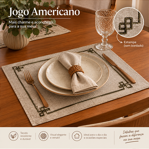 Jogo Americano Kit 4 ou 6 Peças Bordado