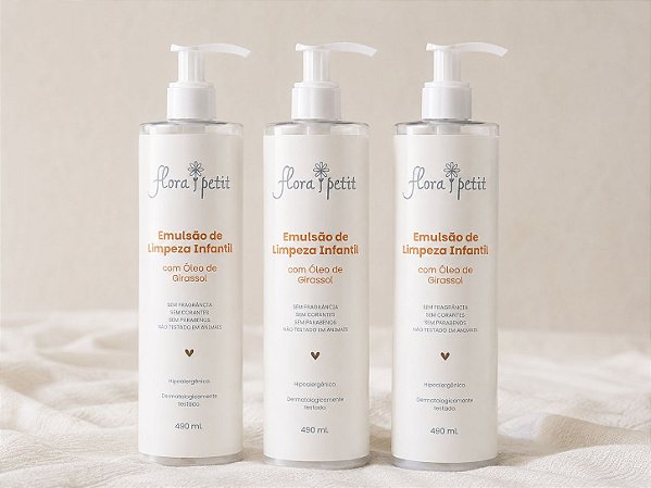 Kit 3x de Emulsão de Limpeza Infantil com Óleo de Girassol de 490ml