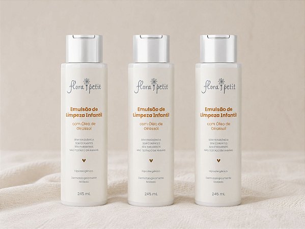 Kit 3x de Emulsão de Limpeza Infantil com Óleo de Girassol de 245ml