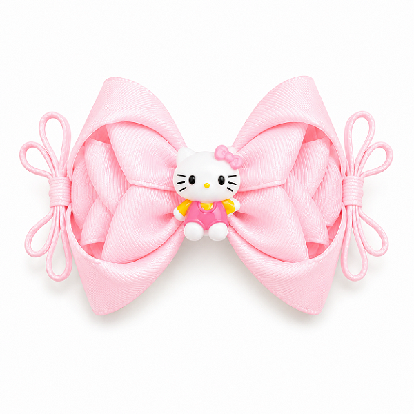Laço Grande Infantil Rosa Pastel 8cm Antiderrapante