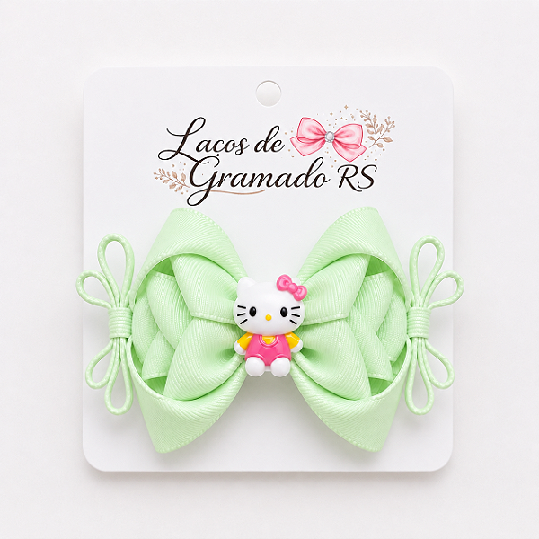 Laço Grande Infantil Verde Pastel Amora Bico de Pato Antiderrapante