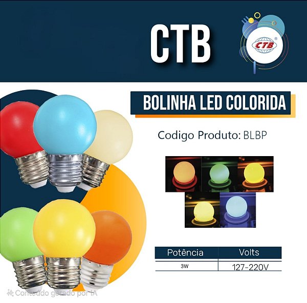 Kit 30 Lâmpadas Led Bolinha Colorida Decorativa Varal Cores 3w Bivolt E27 CTB Varal Penteadeira