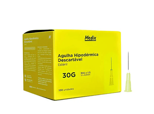 Agulhas Hipodérmicas Descartáveis 13x0,30 - Medix