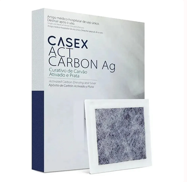 Curativo Carvão Ativado com Prata 10,5x10,5cm Caixa C/10 uni - Casex