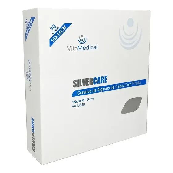 Curativo Alginato Cálcio Prata 10x10 Caixa C/10 Unidades - Vita Medical