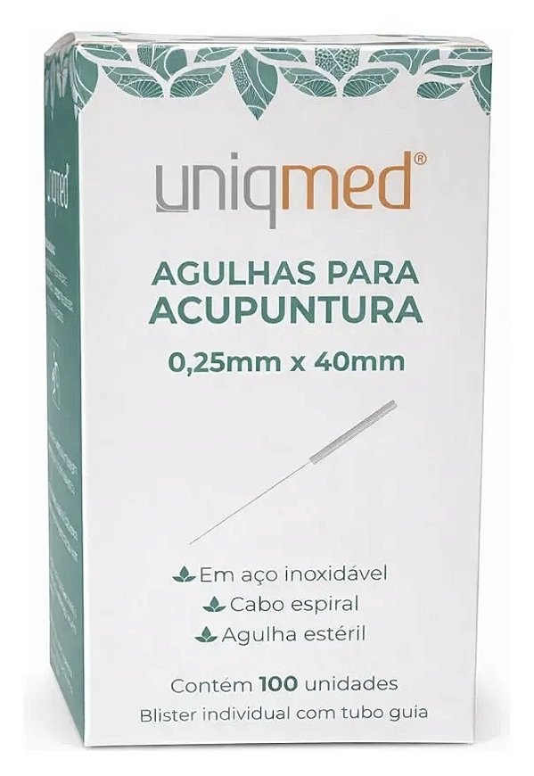 Agulha para Acupuntura 0,25x40mm Caixa C/100 Un - Uniqmed