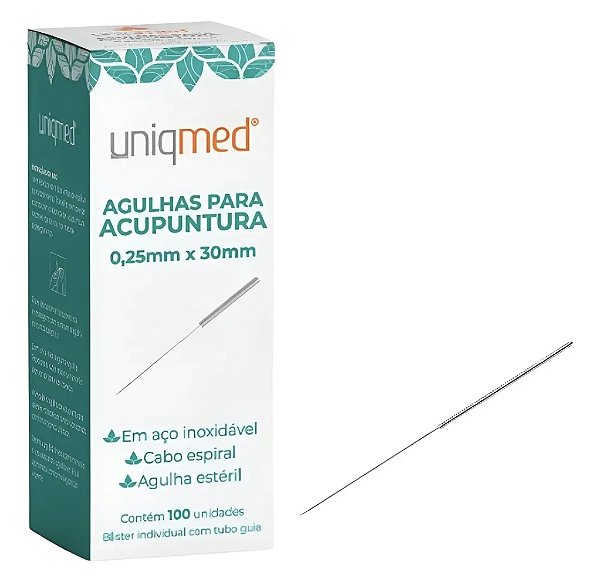 Agulha para Acupuntura 0,25x30mm Caixa C/100 Un - Uniqmed