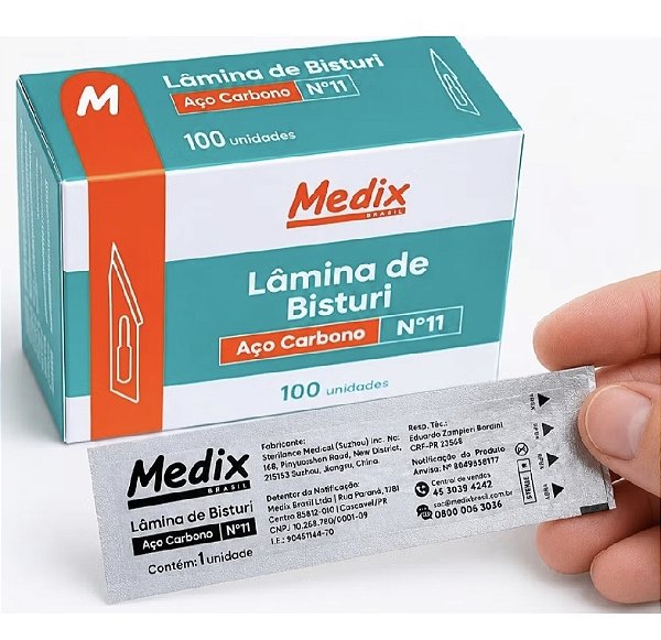 Lâmina De Bisturi Aço Carbono Estéril Nº 11 Caixa C/100 - Medix