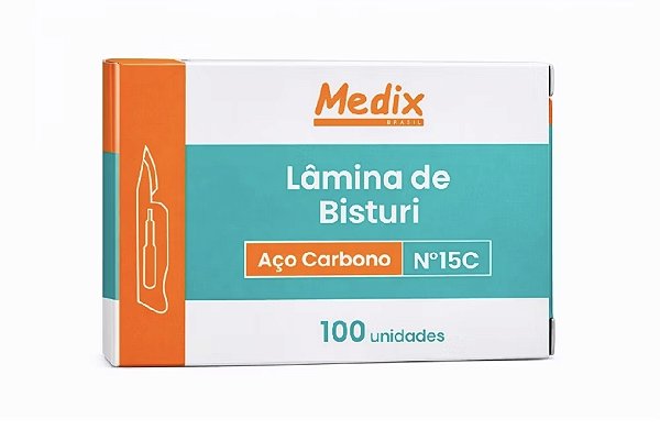 Lâmina De Bisturi Aço Carbono Estéril Nº 15 Caixa C/100 - Medix