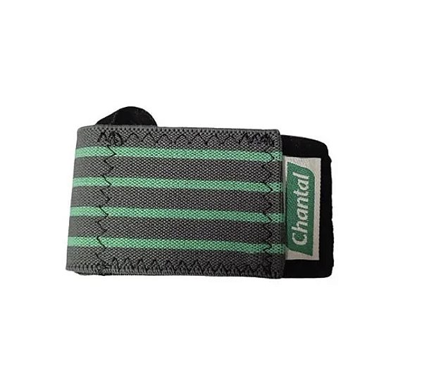 Munhequeira Elástica Cinza/Verde 7,5cm - Chantal