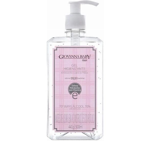 Álcool em Gel Higienizante Classic 500ml 70° INPM Rosa - Giovanna Baby