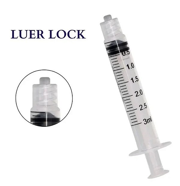 Seringa Descartável 3ml Luer Lock (Rosca) Sem Agulha Caixa C/500 - SR