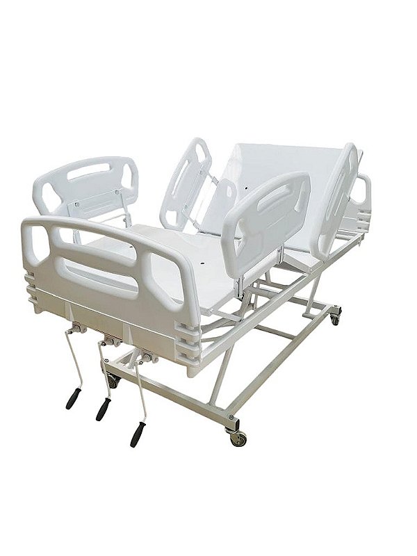 Cama Hospitalar Manual 3 Manivelas com Grades