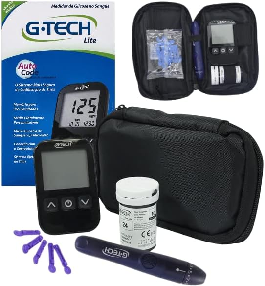 Kit Medidor de Glicose Lite 10 Tiras + 10 Lancetas - G-tech