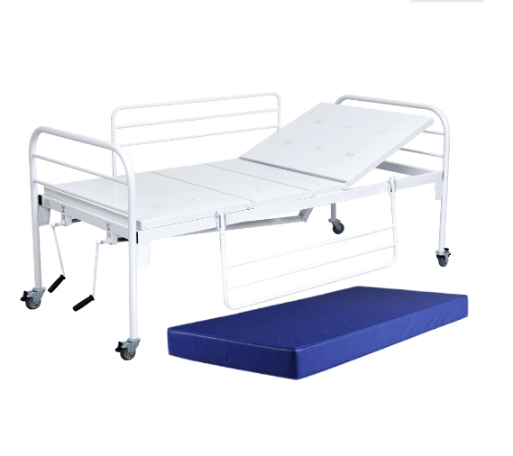 Cama Hospitalar 2 Movimentos Até 5 Posições e Rodinhas até 120Kg e Colchão D28 | D33